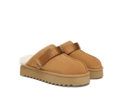 UGG Slippers Sheepskin Wool Slingback Platform Cozeln