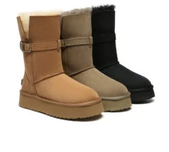 Shoe Store 37 3-Way Style UGG Boots Women Sheepskin Wool Platform Short Valerie