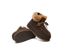 UGG Boots Women Sheepskin Wool Lace Up Ankle Platform Boots Honour -Shoe Store GL7A6179