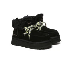 UGG Boots Women Sheepskin Wool Lace Up Ankle Platform Boots Honour -Shoe Store GL7A6212