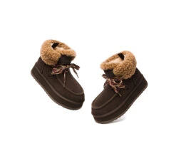 UGG Boots Women Sheepskin Wool Lace Up Ankle Platform Boots Honour -Shoe Store GL7A6231