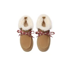 UGG Boots Women Sheepskin Wool Lace Up Ankle Platform Boots Honour -Shoe Store GL7A6251