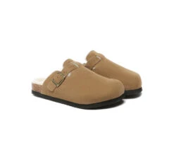 Shoe Store 51 Adjustable Buckled Straps Slip-on Suede Flat Clog Slides Malka