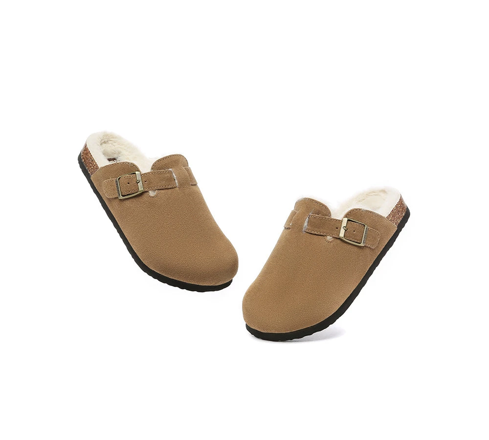 Adjustable Buckled Straps Slip-on Suede Flat Clog Slides Malka 7 Adjustable Buckled Straps Slip-on Suede Flat Clog Slides Malka - Image 5