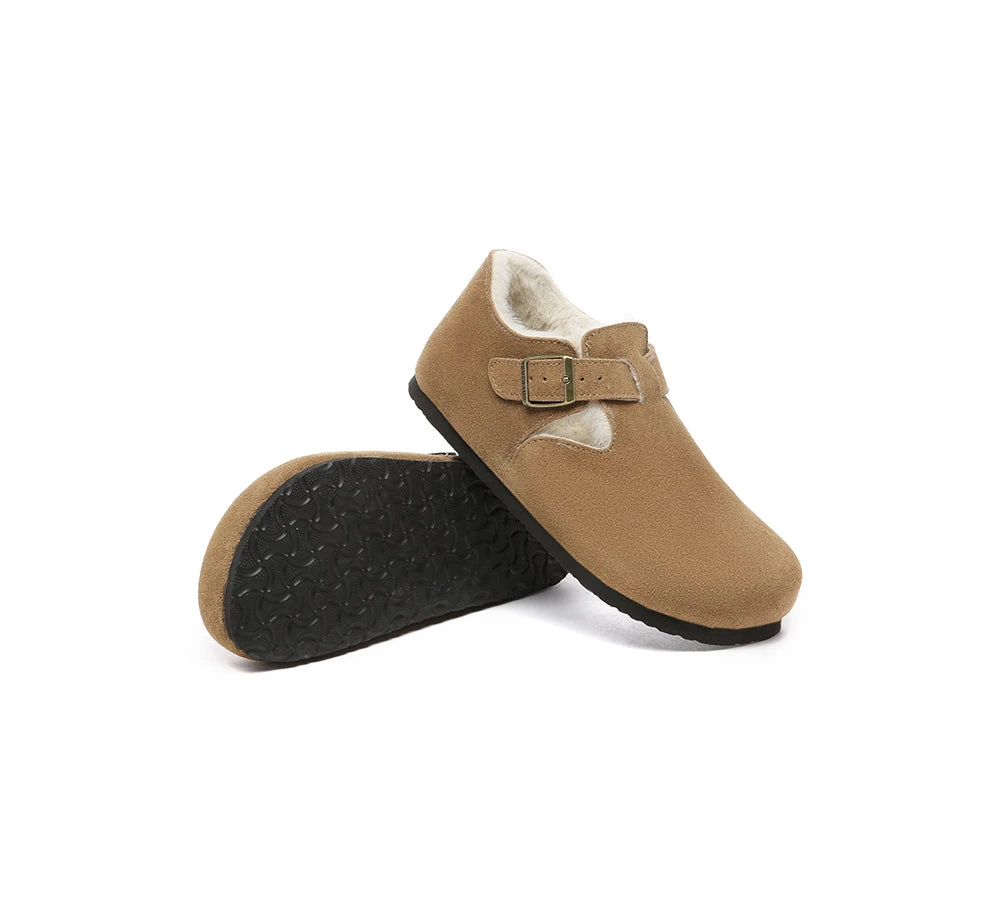 Adjustable Buckled Straps Suede Flat Clog Slippers Marla 5 Adjustable Buckled Straps Suede Flat Clog Slippers Marla - Image 3