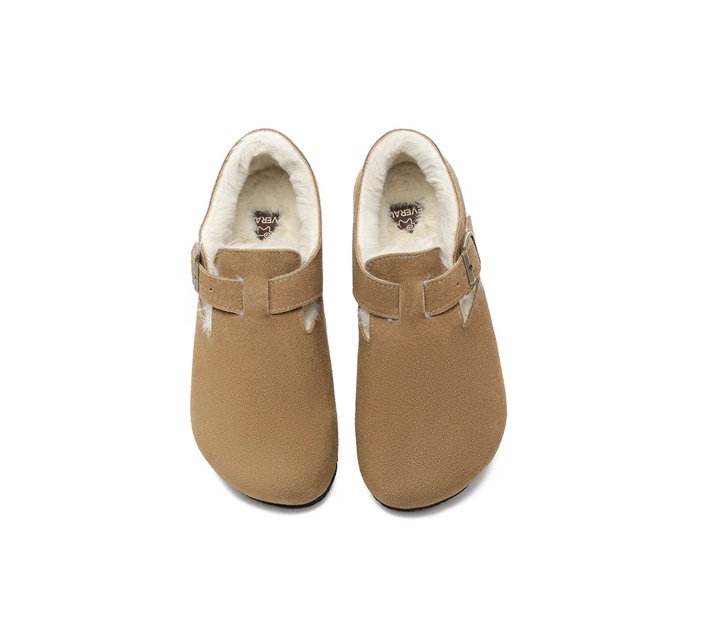 Adjustable Buckled Straps Suede Flat Clog Slippers Marla 8 Adjustable Buckled Straps Suede Flat Clog Slippers Marla - Image 6