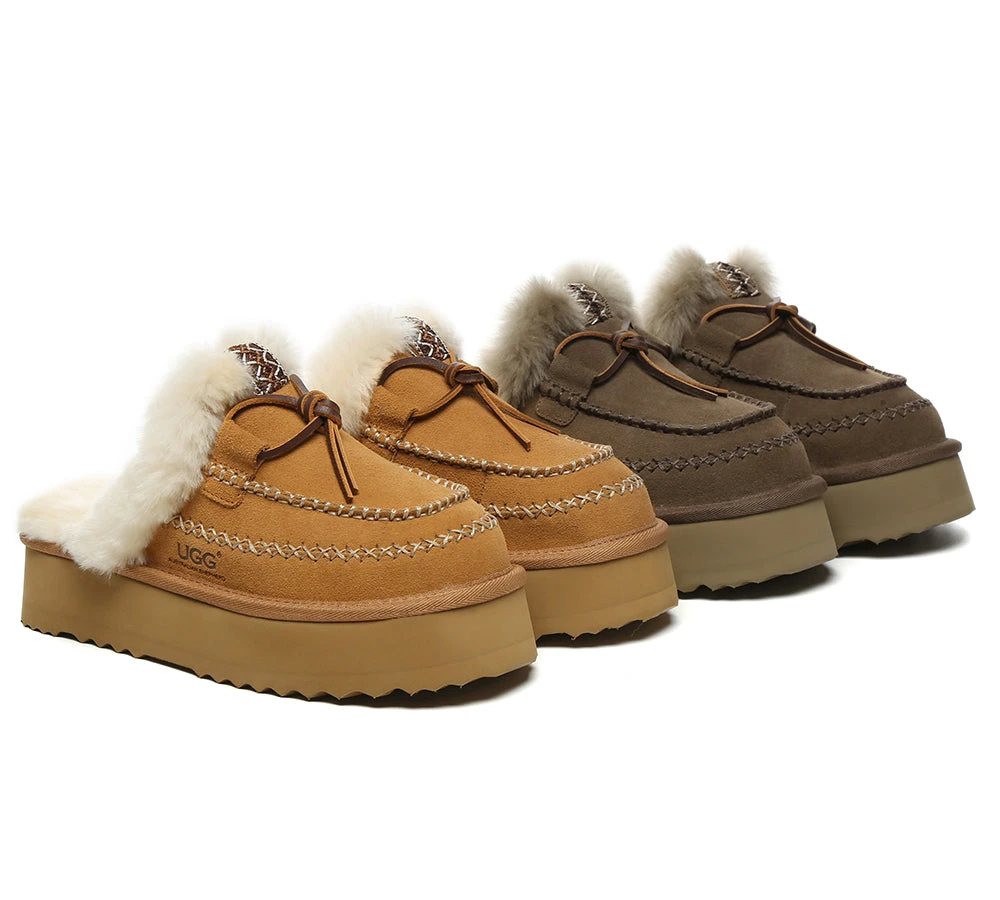 UGG Slippers Women Sheepskin Wool Platform Sammy 3 UGG Slippers Women Sheepskin Wool Platform Sammy