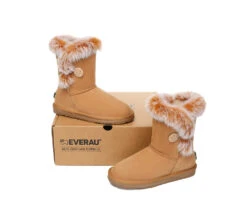 UGG Boots Women Sheepskin Wool Collar Short Button Donna 20 UGG Boots Women Sheepskin Wool Collar Short Button Donna -Shoe Store GL7A7107