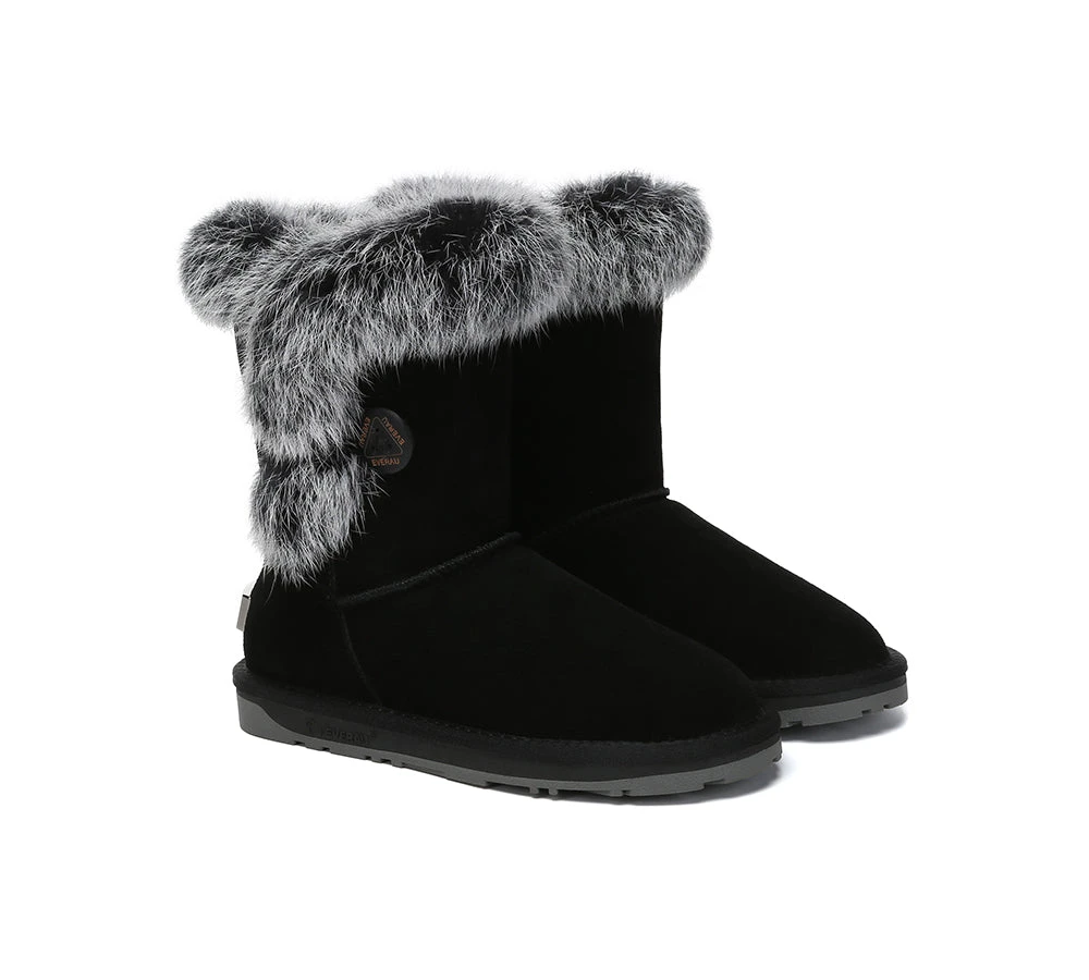 UGG Boots Women Sheepskin Wool Collar Short Button Donna 11 UGG Boots Women Sheepskin Wool Collar Short Button Donna - Image 9