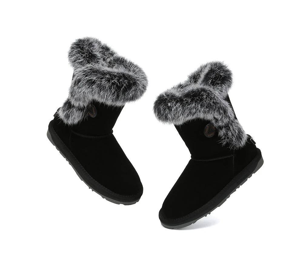 UGG Boots Women Sheepskin Wool Collar Short Button Donna 14 UGG Boots Women Sheepskin Wool Collar Short Button Donna - Image 12