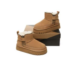 UGG Boots Sheepskin Wool Zipper Ankle Platform Arya -Shoe Store GL7A8833