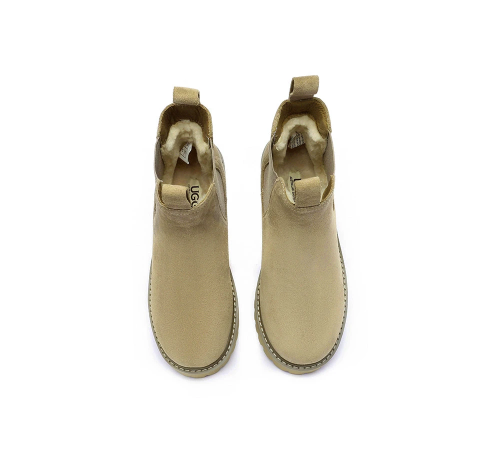 UGG Boots Sheepskin Wool Suede Chelsea Block Heel Chana 14 UGG Boots Sheepskin Wool Suede Chelsea Block Heel Chana - Image 12