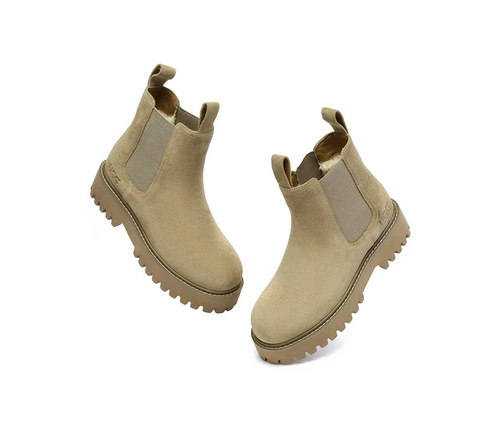 UGG Boots Sheepskin Wool Suede Chelsea Block Heel Chana 13 UGG Boots Sheepskin Wool Suede Chelsea Block Heel Chana - Image 11