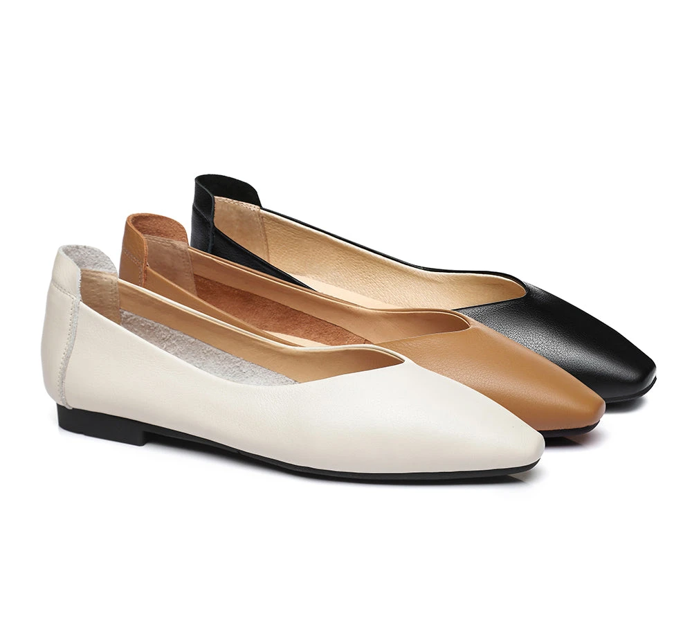 Women Leather Pointed Toe Ballet Flats Everly 3 Women Leather Pointed Toe Ballet Flats Everly