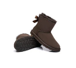 Boots Women Double Faced Sheepskin Wool Mini Back Bow Boots -Shoe Store MG 7728