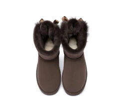 Boots Women Double Faced Sheepskin Wool Mini Back Bow Boots -Shoe Store MG 7734