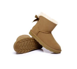 Boots Women Double Faced Sheepskin Wool Mini Back Bow Boots -Shoe Store MG 7746