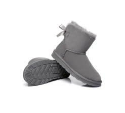 Boots Women Double Faced Sheepskin Wool Mini Back Bow Boots -Shoe Store MG 7762