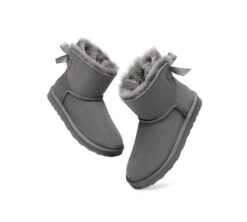 Boots Women Double Faced Sheepskin Wool Mini Back Bow Boots -Shoe Store MG 7768