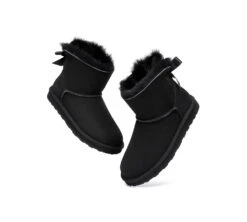 Boots Women Double Faced Sheepskin Wool Mini Back Bow Boots -Shoe Store MG 7770
