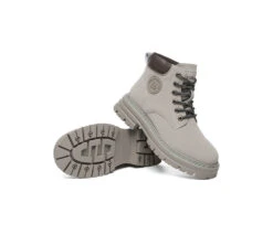 Women Leather Lace Up Chunky Boots Stephanie -Shoe Store PF0A0388