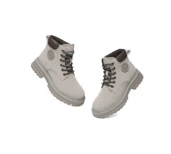 Women Leather Lace Up Chunky Boots Stephanie -Shoe Store PF0A0391