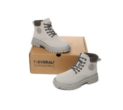 Women Leather Lace Up Chunky Boots Stephanie -Shoe Store PF0A0395