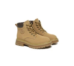 Women Leather Lace Up Chunky Boots Stephanie -Shoe Store PF0A0480