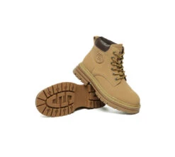 Women Leather Lace Up Chunky Boots Stephanie -Shoe Store PF0A0482