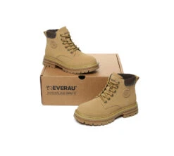 Women Leather Lace Up Chunky Boots Stephanie -Shoe Store PF0A0486