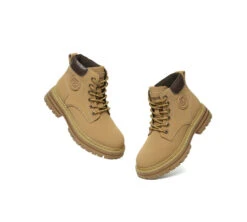 Women Leather Lace Up Chunky Boots Stephanie -Shoe Store PF0A0487