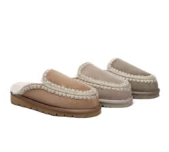 UGG Slippers Women Sheepskin Wool Knitted Ankle Slippers Sophia