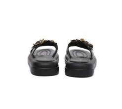 Women Slides Metal Decor Crossover Platform Chiffon 15 Women Slides Metal Decor Crossover Platform Chiffon -Shoe Store PF0A0816