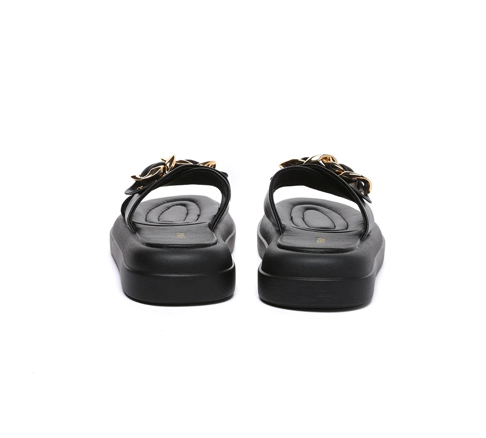 Women Slides Metal Decor Crossover Platform Chiffon 9 Women Slides Metal Decor Crossover Platform Chiffon - Image 7