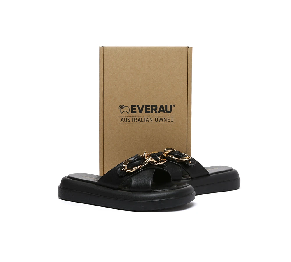 Women Slides Metal Decor Crossover Platform Chiffon 6 Women Slides Metal Decor Crossover Platform Chiffon - Image 4