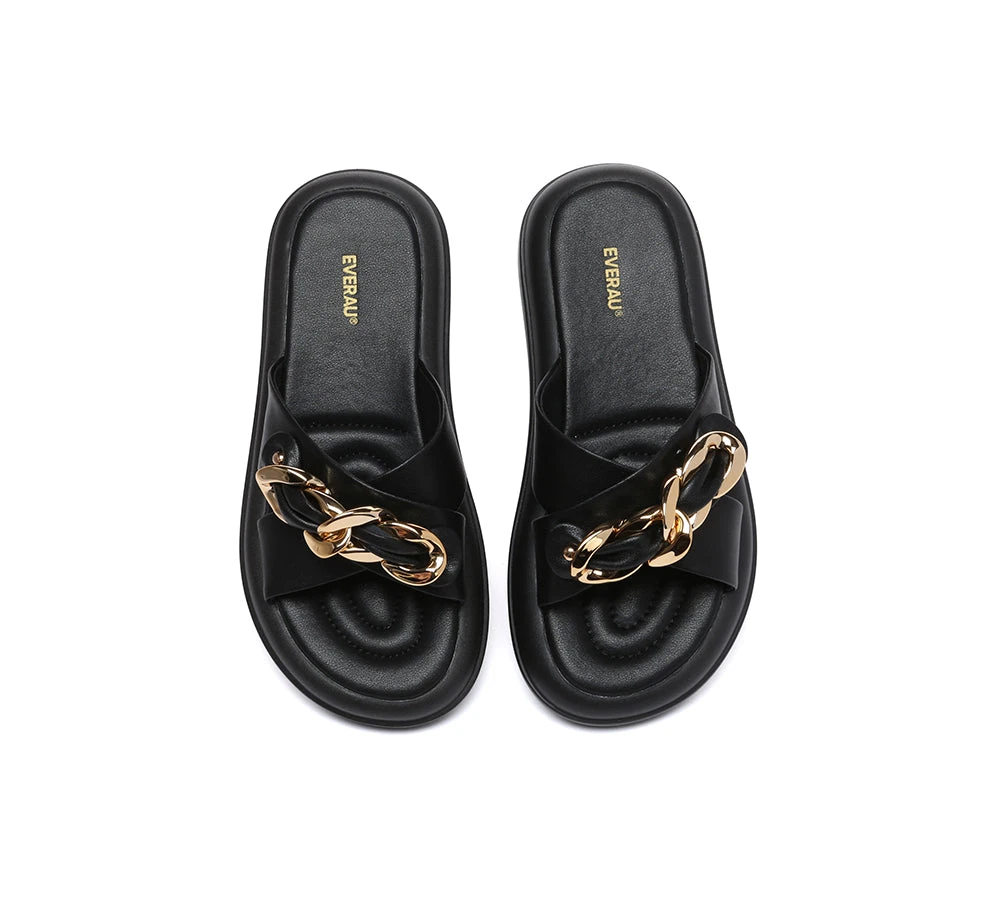 Women Slides Metal Decor Crossover Platform Chiffon 8 Women Slides Metal Decor Crossover Platform Chiffon - Image 6