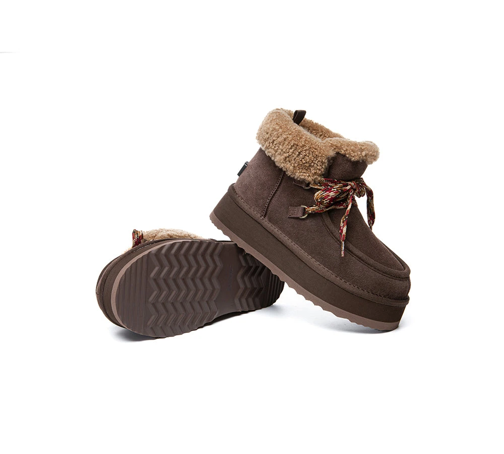 UGG Boots Women Sheepskin Wool Lace Up Ankle Platform Honour 12 UGG Boots Women Sheepskin Wool Lace Up Ankle Platform Honour - Image 10