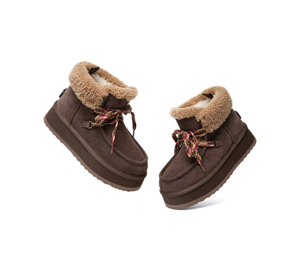 UGG Boots Women Sheepskin Wool Lace Up Ankle Platform Honour 14 UGG Boots Women Sheepskin Wool Lace Up Ankle Platform Honour - Image 12