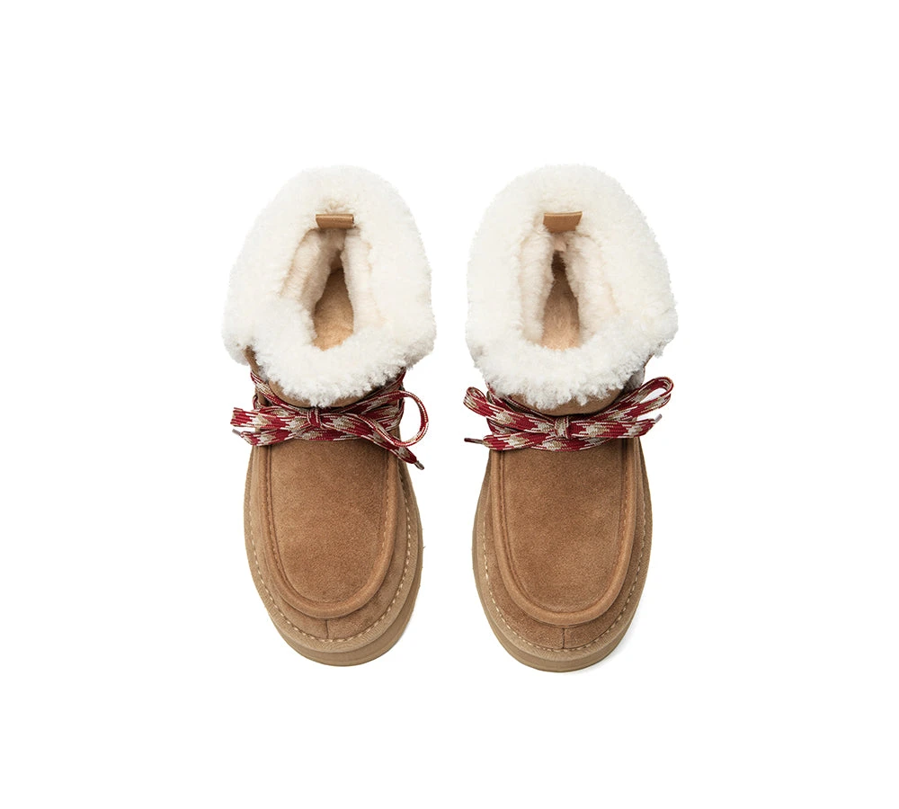 UGG Boots Women Sheepskin Wool Lace Up Ankle Platform Honour 9 UGG Boots Women Sheepskin Wool Lace Up Ankle Platform Honour - Image 7