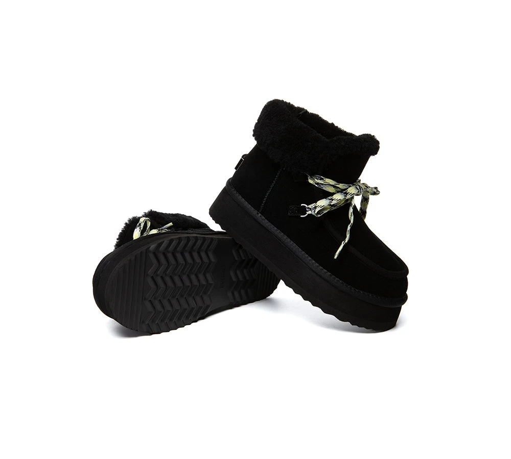 UGG Boots Women Sheepskin Wool Lace Up Ankle Platform Honour 18 UGG Boots Women Sheepskin Wool Lace Up Ankle Platform Honour - Image 16