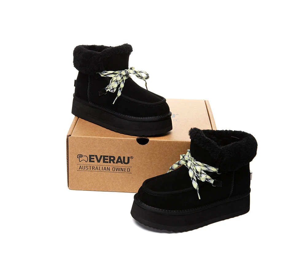 UGG Boots Women Sheepskin Wool Lace Up Ankle Platform Honour 19 UGG Boots Women Sheepskin Wool Lace Up Ankle Platform Honour - Image 17