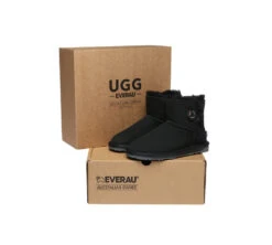 UGG Boots Double Faced Sheepskin Wool Ankle Mini Button Boots 24 UGG Boots Double Faced Sheepskin Wool Ankle Mini Button Boots -Shoe Store PF0A1959