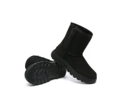 Women Men Sheepskin Wool Zipper Short Outdoor Boots -Shoe Store PF0A6678