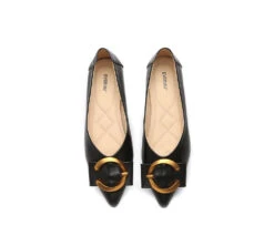 Women Leather Buckle Pointed Toe Ballet Flats Pari 25 Women Leather Buckle Pointed Toe Ballet Flats Pari -Shoe Store PF0A8163