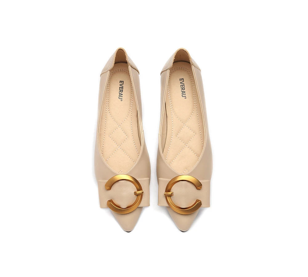 Women Leather Buckle Pointed Toe Ballet Flats Pari 7 Women Leather Buckle Pointed Toe Ballet Flats Pari - Image 5