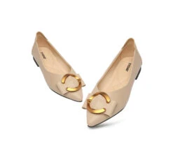 Women Leather Buckle Pointed Toe Ballet Flats Pari 27 Women Leather Buckle Pointed Toe Ballet Flats Pari -Shoe Store PF0A8169