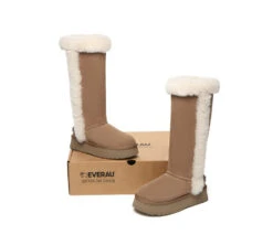 UGG Boots Women Sheepskin Wool Shearling Lined Tall Platform Kazzi -Shoe Store PF0A9143