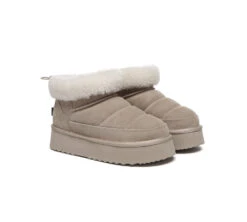 UGG EVERAU Payton Sheepskin Ankle Boots Women Drawstring Platform Winter Shoes -Shoe Store PF0A9159