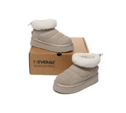 UGG EVERAU Payton Sheepskin Ankle Boots Women Drawstring Platform Winter Shoes -Shoe Store PF0A9172
