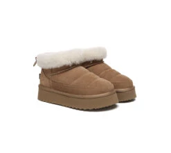 UGG EVERAU Payton Sheepskin Ankle Boots Women Drawstring Platform Winter Shoes -Shoe Store PF0A9182